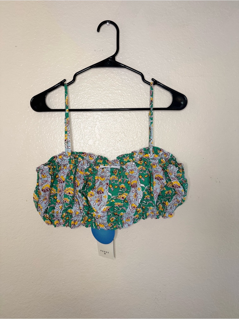 RHODE Green Floral Ruched Camisole